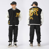 Мужская свободная винтажная замшевая куртка с национальной вышивкой